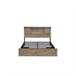 Amna Farmhouse King Bed- LED Storage and Charging Station- Gray Wood