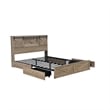 Amna Farmhouse King Bed- LED Storage and Charging Station- Gray Wood