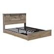 Amna Farmhouse King Bed- LED Storage and Charging Station- Gray Wood