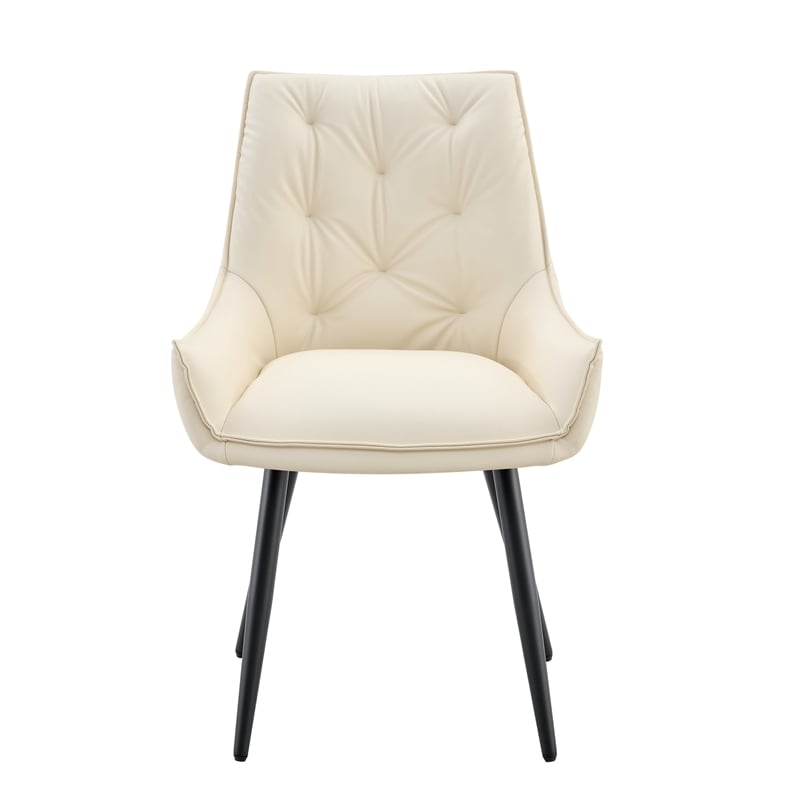 Ashley Dining Chairs with Armrests- Set of 2-White Faux Leather