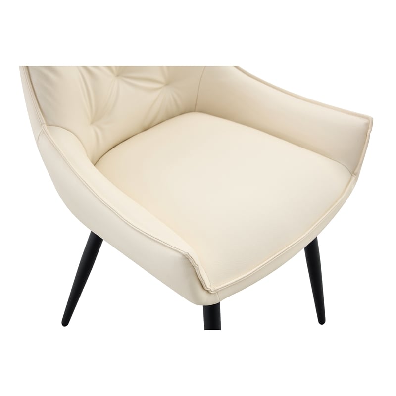 Ashley Dining Chairs with Armrests- Set of 2-White Faux Leather
