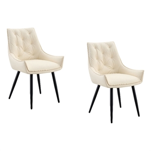 Ashley Dining Chairs with Armrests- Set of 2-White Faux Leather