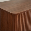 Macky Fluted Wave Nightstand with 3 Drawers- Set of 2- Walnut Brown