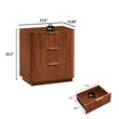 Macky Fluted Wave Nightstand with 3 Drawers- Set of 2- Walnut Brown