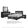 Queen Bedroom Set- Black Gray- 5pc w 2 Nightstands- Dresser- Mirror