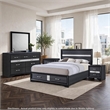 Queen Bedroom Set- Black Gray- 5pc w 2 Nightstands- Dresser- Mirror