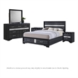 Queen Bedroom Set- Black Gray- 5pc w 2 Nightstands- Dresser- Mirror
