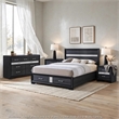 Queen Bedroom Set- Black Gray- 4pc w 2 Nightstands- Dresser