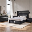 Queen Bedroom Set- Black Gray- 4pc w 2 Nightstands- Dresser