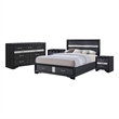 Queen Bedroom Set- Black Gray- 4pc w 2 Nightstands- Dresser