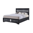 Queen Bedroom Set- Storage Panel Design- Black Gray- 3pc w 2 Nightstands