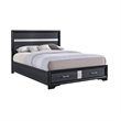 Queen Bedroom Set- Storage Panel Design- Black Gray- 3pc w 2 Nightstands