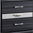 Queen Bedroom Set- Storage Panel Design- Black Gray- 3pc w 2 Nightstands