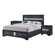Queen Bedroom Set- Storage Panel Design- Black Gray- 3pc w 2 Nightstands