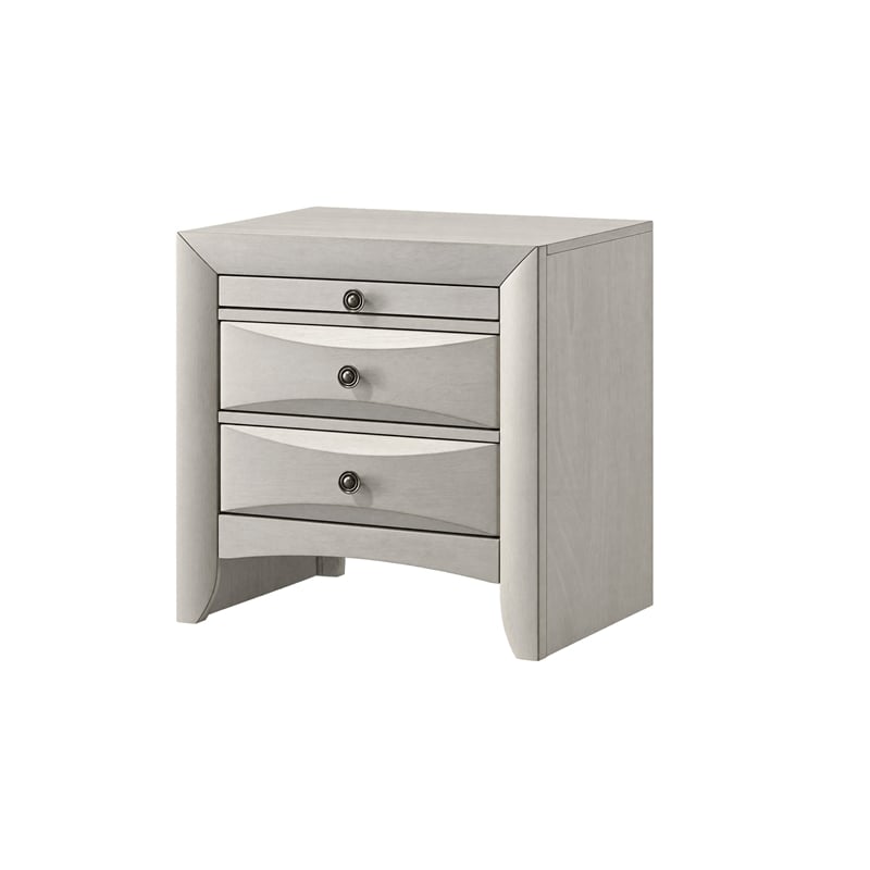 Queen Bedroom Set- Storage- Antique White Zinc- 3pc w 2 Nightstands