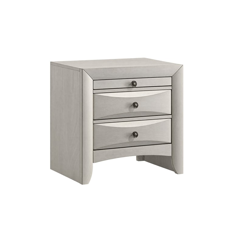 Queen Bedroom Set- Storage- Antique White Zinc- 3pc w 2 Nightstands