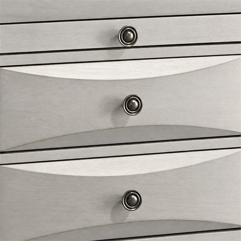 Queen Bedroom Set- Storage- Antique White Zinc- 3pc w 2 Nightstands