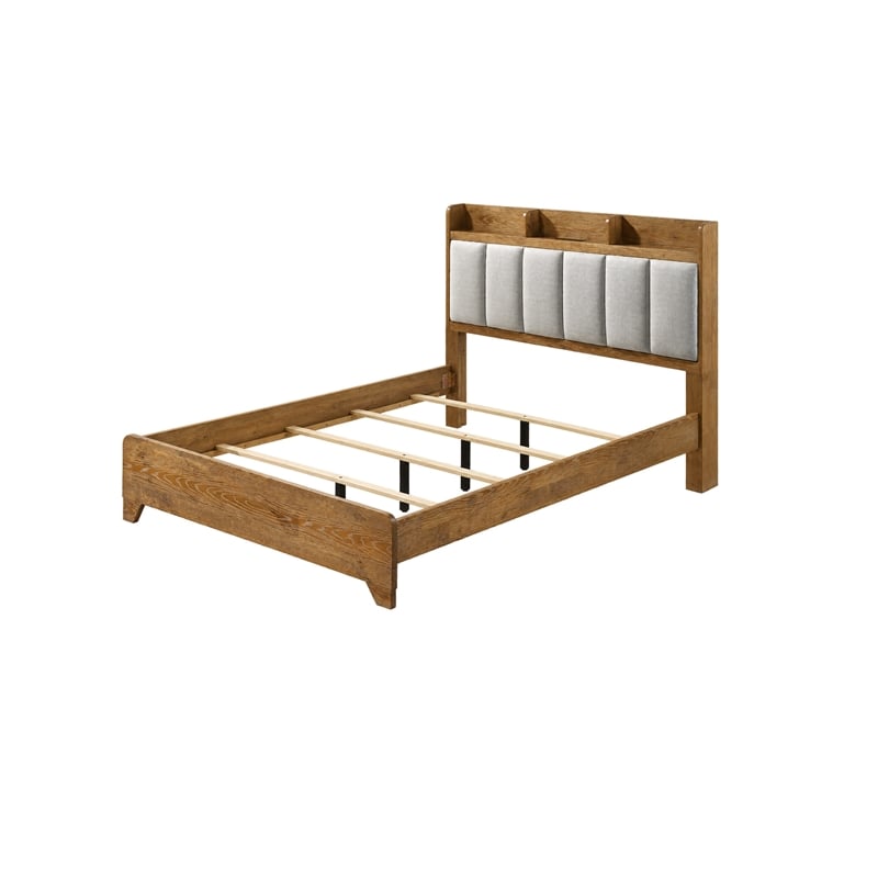 Queen Bedroom Set- Light Aspen Brown Gray- 2pc w Nightstand