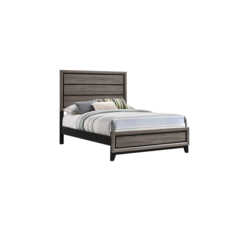 full bedroom set- gray and black- 3 piece set with 2 nightstands