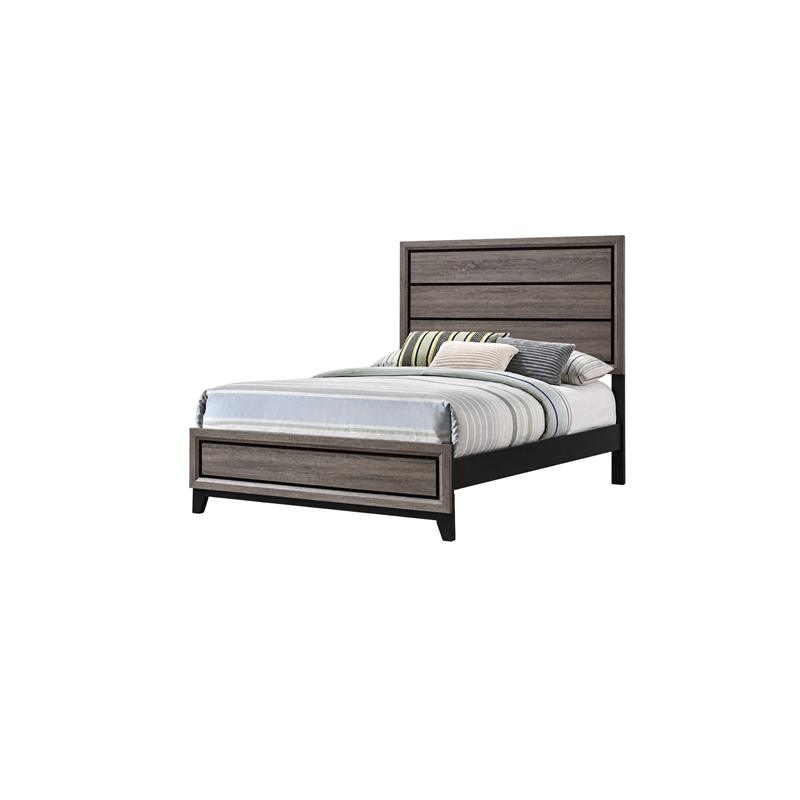 full bedroom set- gray and black- 3 piece set with 2 nightstands