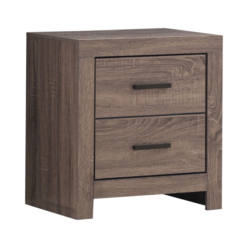Queen Bedroom Set- Storage Design- Brown- 2 Piece Set with Nightstand