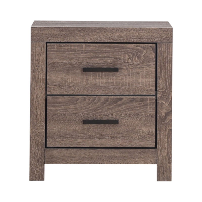 Queen Bedroom Set- Storage Design- Brown- 2 Piece Set with Nightstand