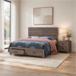 Queen Bedroom Set- Storage Design- Brown- 2 Piece Set with Nightstand