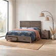 Queen Bedroom Set- Storage Design- Brown- 2 Piece Set with Nightstand