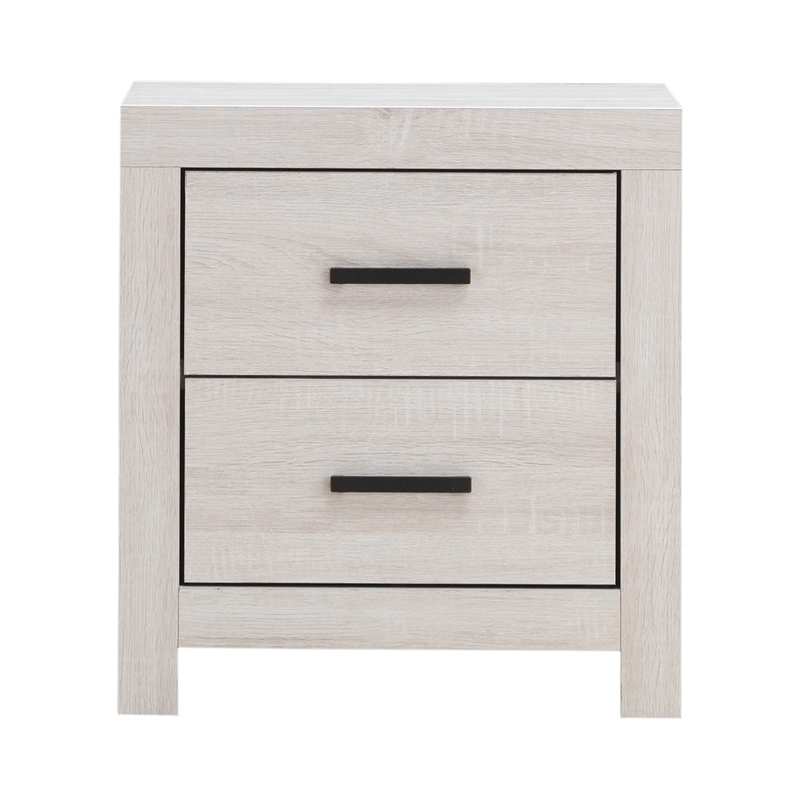 Queen Bedroom Set- Storage Design- White- 2 Piece Set with Nightstand