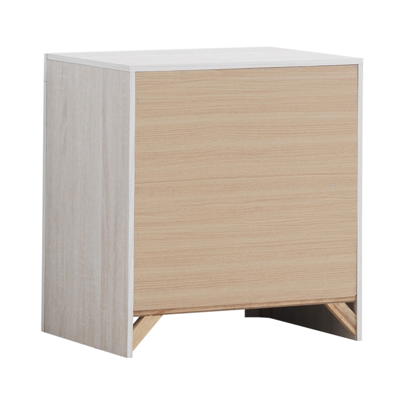 Queen Bedroom Set- Storage Design- White- 2 Piece Set with Nightstand