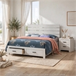 Queen Bedroom Set- Storage Design- White- 2 Piece Set with Nightstand