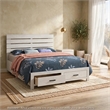 Queen Bedroom Set- Storage Design- White- 2 Piece Set with Nightstand