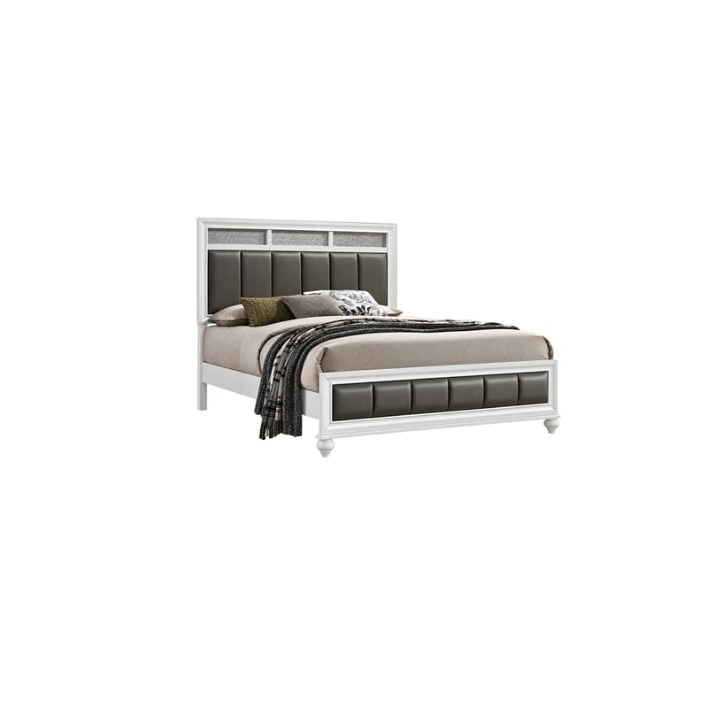 Queen Bedroom Set- White and Gray- 3 Piece Set with 2 Nightstands