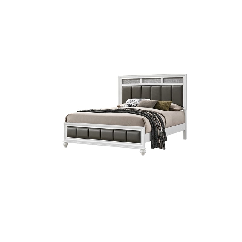 Queen Bedroom Set- White and Gray- 3 Piece Set with 2 Nightstands