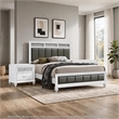 Queen Bedroom Set- White and Gray- 3 Piece Set with 2 Nightstands