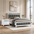 Queen Bedroom Set- White and Gray- 3 Piece Set with 2 Nightstands