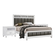 Queen Bedroom Set- White and Gray- 3 Piece Set with 2 Nightstands