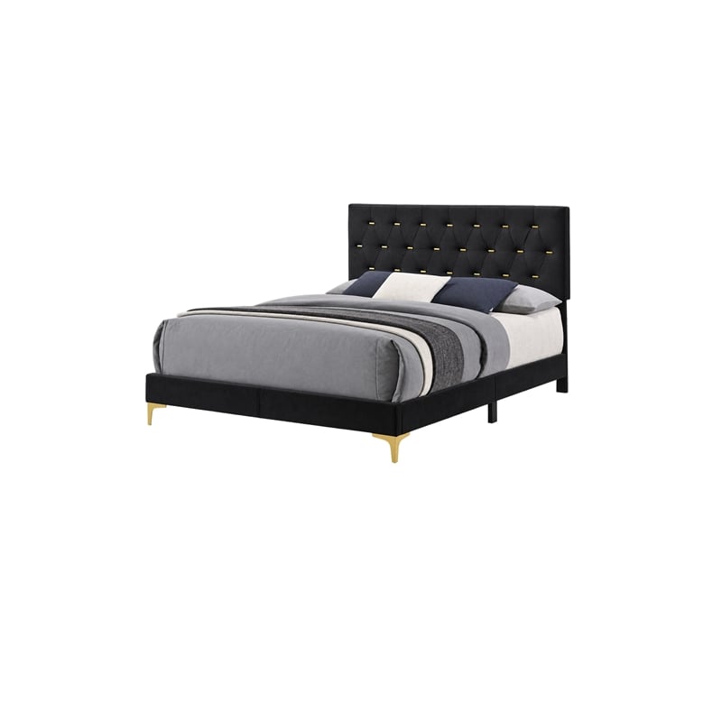 Queen Bedroom Set- Black and Gold- 2 Piece Set with Nightstand