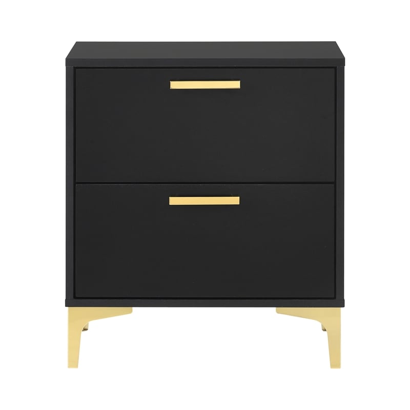 Queen Bedroom Set- Black and Gold- 2 Piece Set with Nightstand