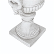Kiti Urn Planter on Pedestal- Carved Antique White Concrete- 28 Inch