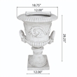 Kiti Urn Planter on Pedestal- Carved Antique White Concrete- 28 Inch