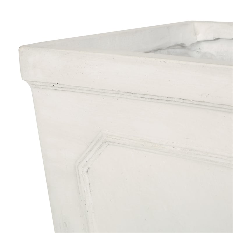 Rahu Tall Tapered Planter- Framed Panel-  Antique White Concrete 31 Inch