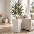 Rahu Tall Tapered Planter- Framed Panel-  Antique White Concrete 31 Inch