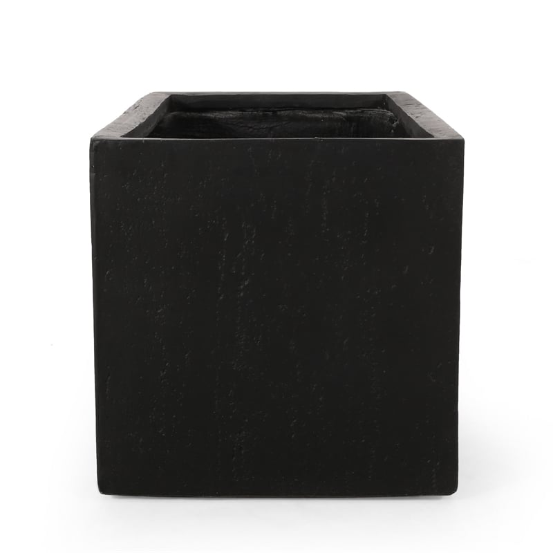 rectangular planter- handcrafted- stone finish black concrete 35 inch