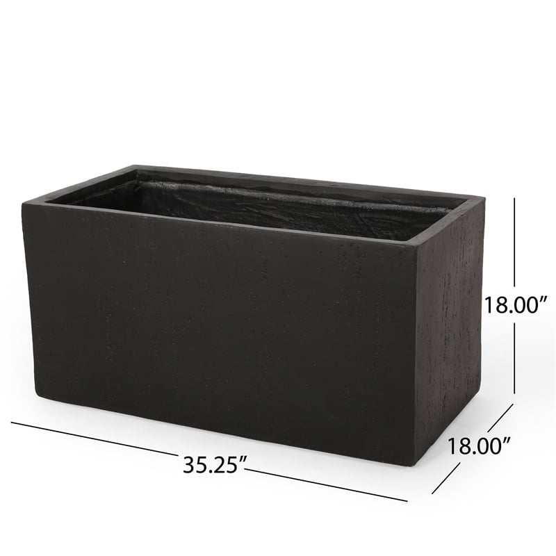 rectangular planter- handcrafted- stone finish black concrete 35 inch
