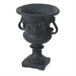 Urn Planter on Pedestal- Cherubs- Carved Antique Black Concrete 24 Inch
