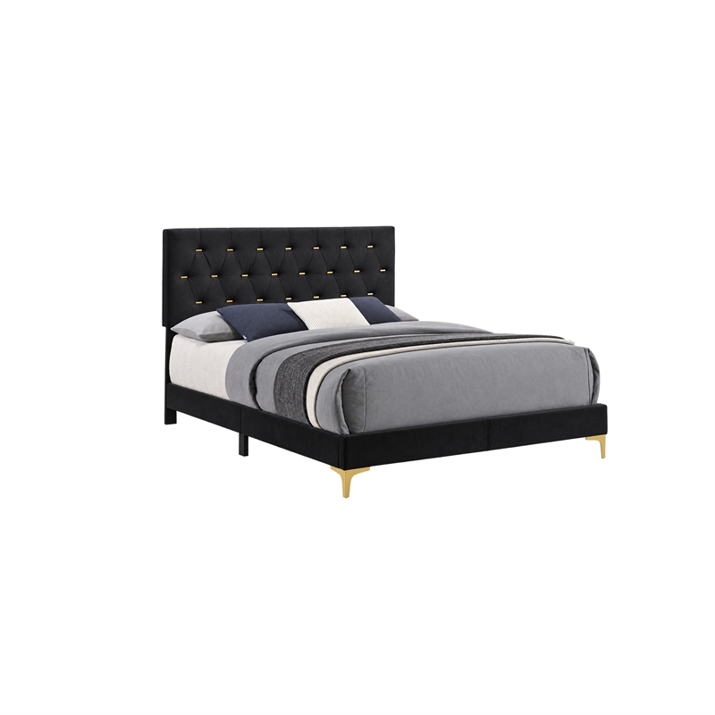 Queen Bedroom Set- Black and Gold- 3 Piece Set with 2 Nightstands