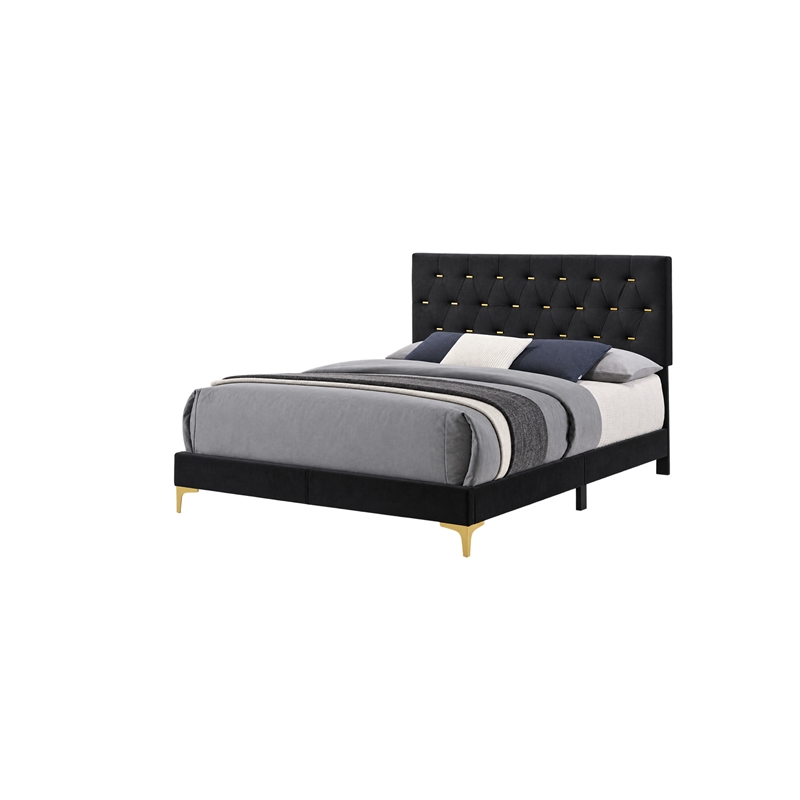 Queen Bedroom Set- Black and Gold- 3 Piece Set with 2 Nightstands