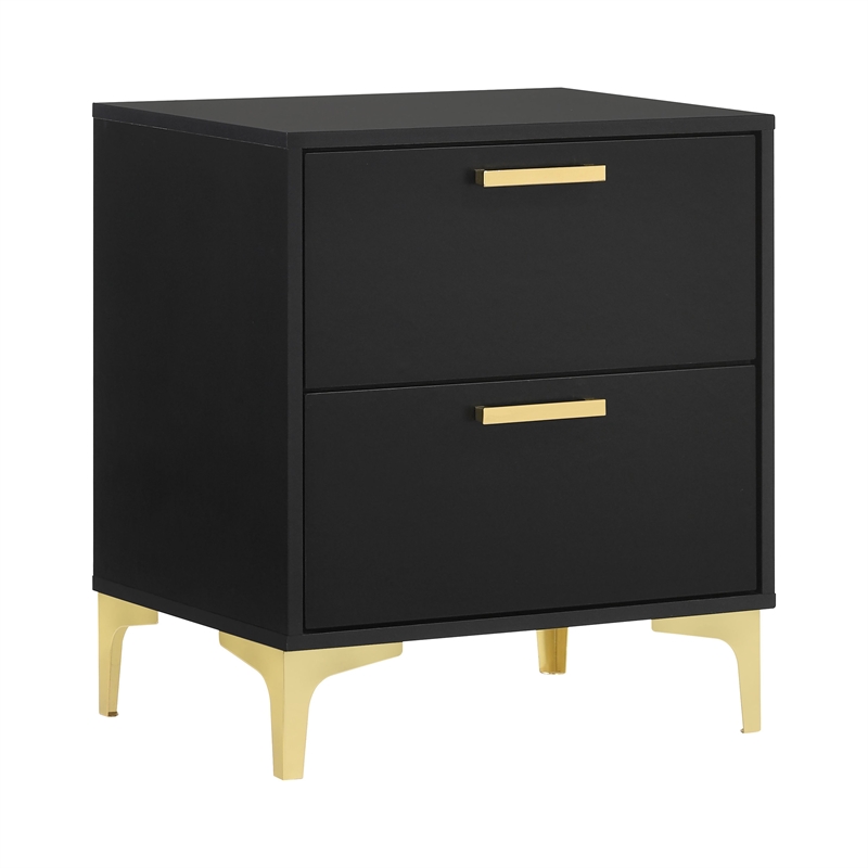 Queen Bedroom Set- Black and Gold- 3 Piece Set with 2 Nightstands