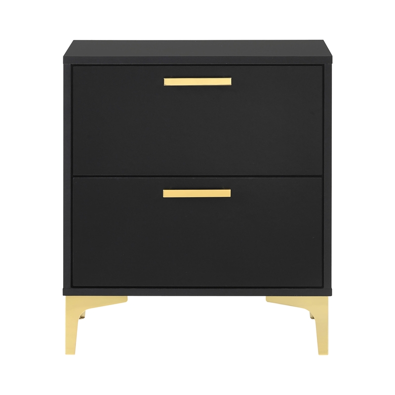 Queen Bedroom Set- Black and Gold- 3 Piece Set with 2 Nightstands